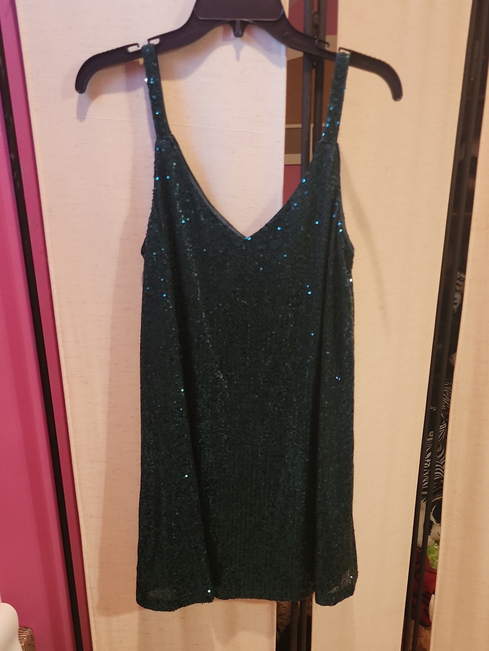 Women’s Emerald Green Sequin Slip Dress